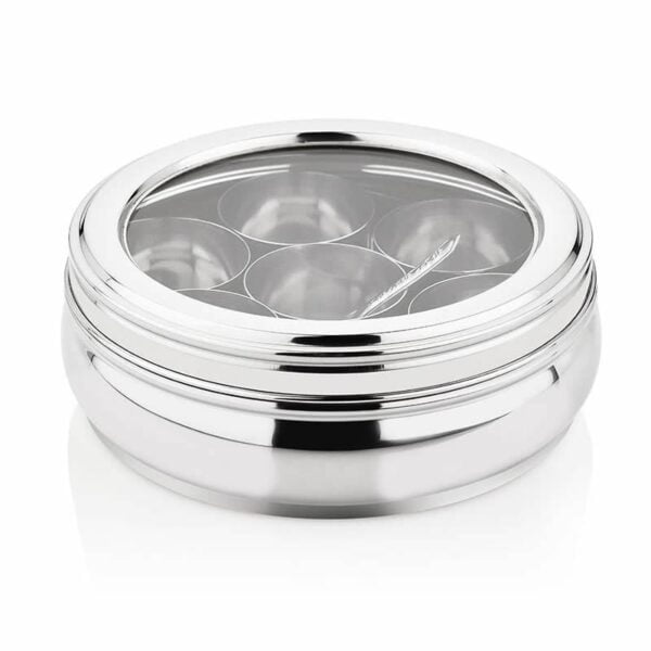 STEEL MASALA DABBA SEE THROUGH 11INC